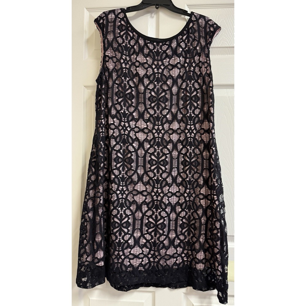Dressbarn Collection Womens Size 14 Pink & Black Dress, Cap‎ Sleeve
